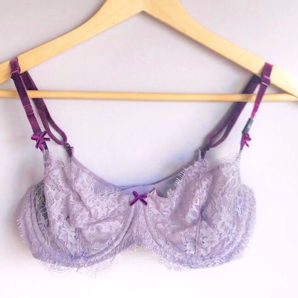 New Victoria’s Secret Dream Angels Lace Bow Push-Up w/o Padding Lilac 34C Bra